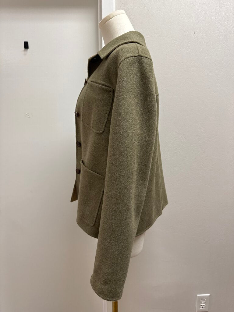 Lafayette 148 Olive Wool Cropped Jacket