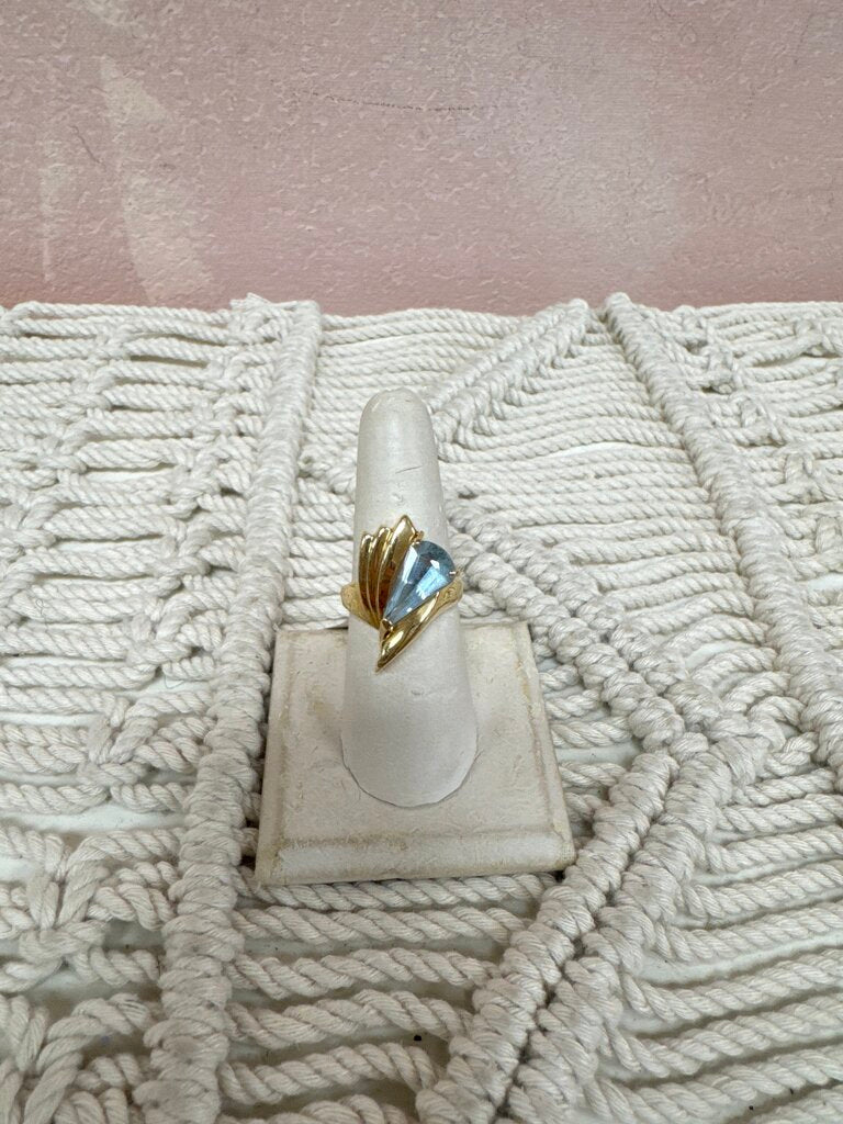 14k Blue Topaz Modern Ring