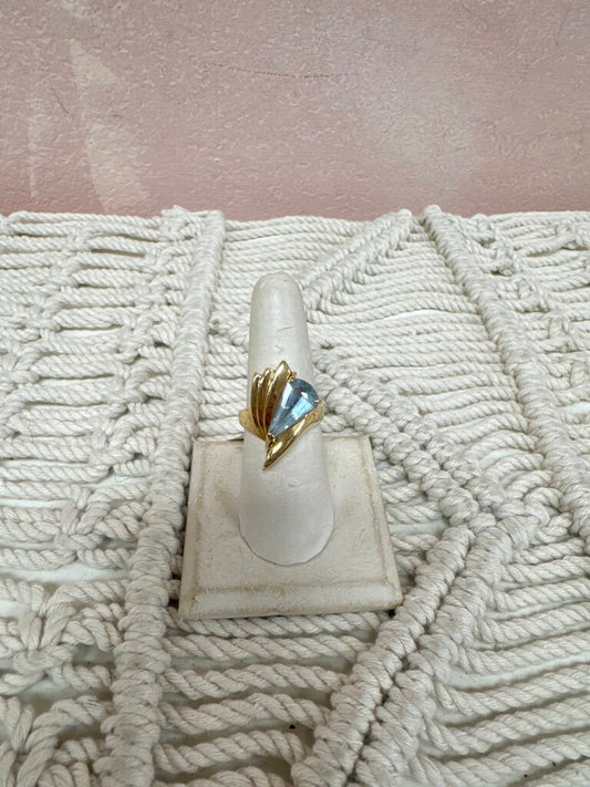 14k Blue Topaz Modern Ring