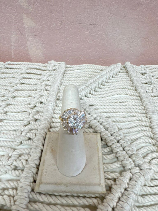14k CZ Flare Ring