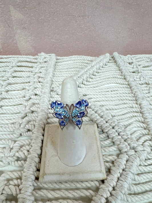 Sterling Butterfly Semi Precious Ring