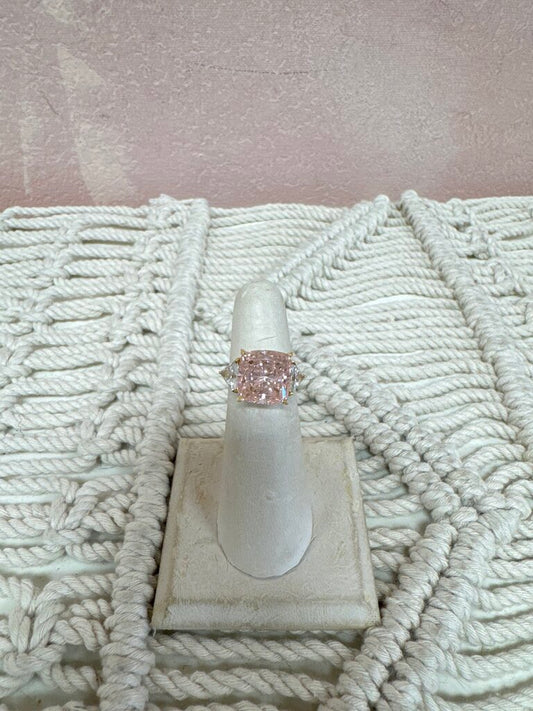 14k Pink CZ Square Ring