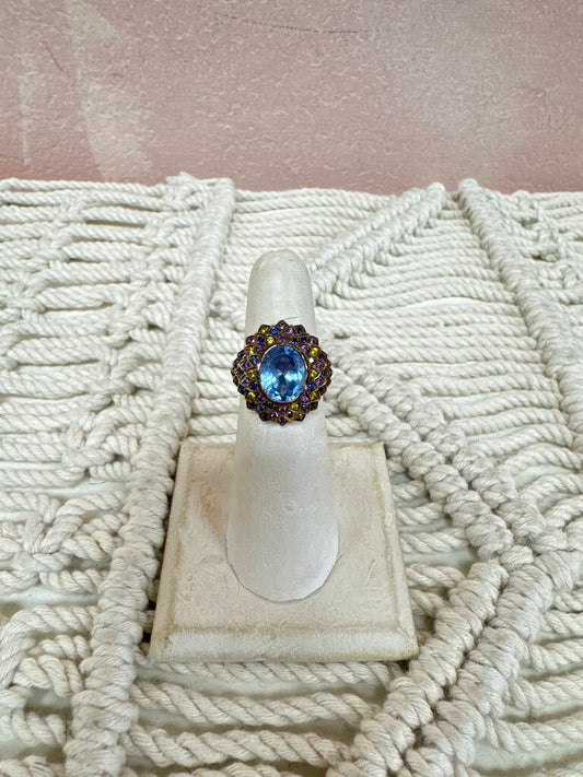 Sterling Antique Ring with Semi Precious Stones