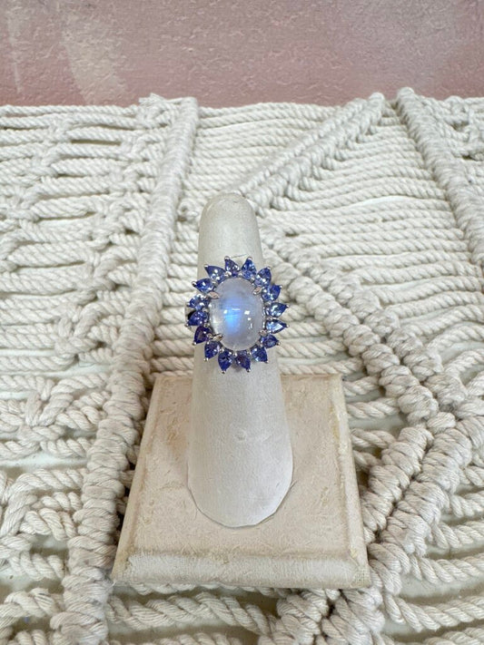 Sterling Tanzanite Moonstone Ring