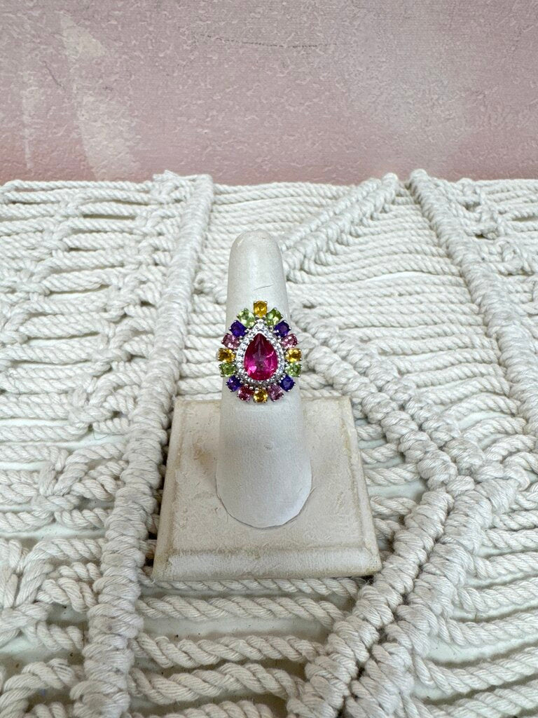 Sterling Pear Semi Precious Ring