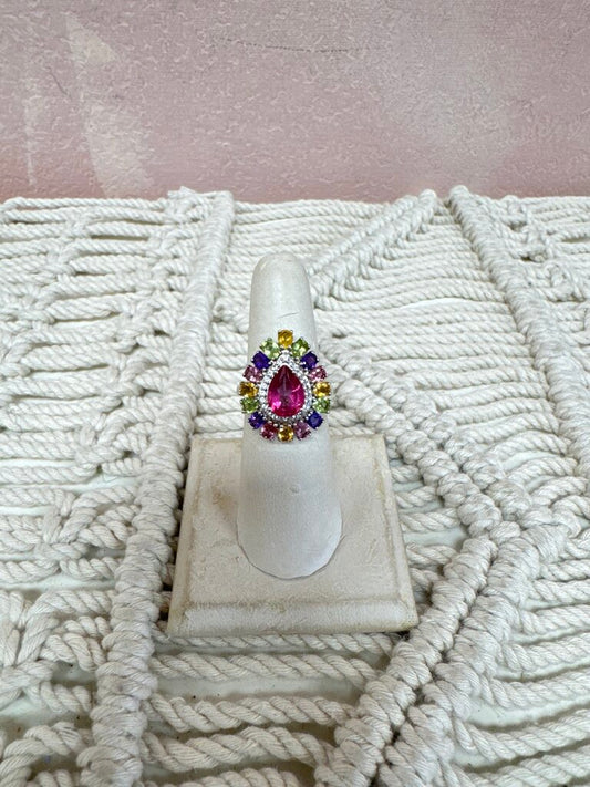 Sterling Pear Semi Precious Ring