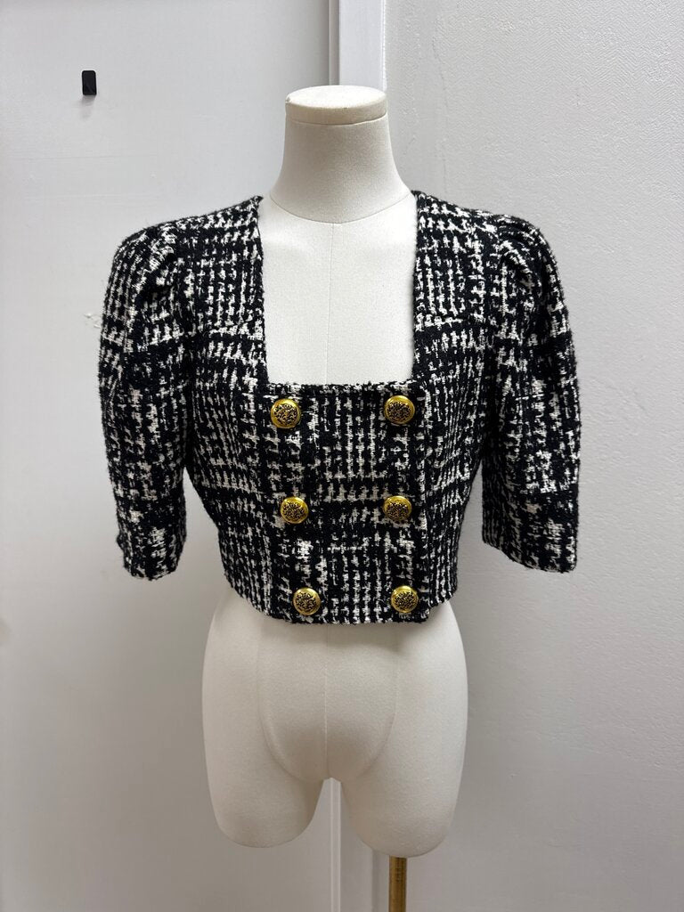 Smythe Black and White Tweed Cropped Jacket