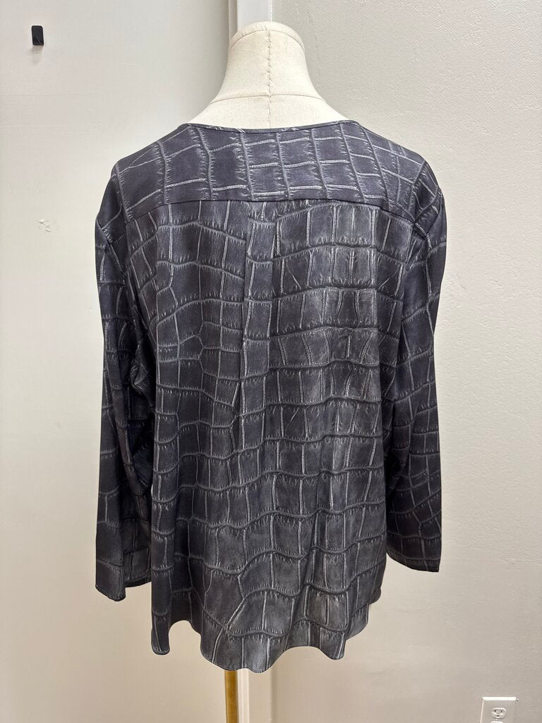 Lafayette 148 Grey Silk Blouse