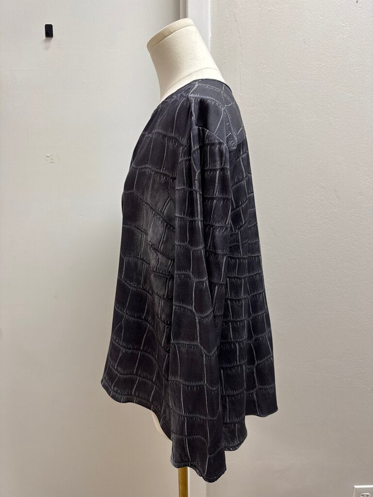 Lafayette 148 Grey Silk Blouse