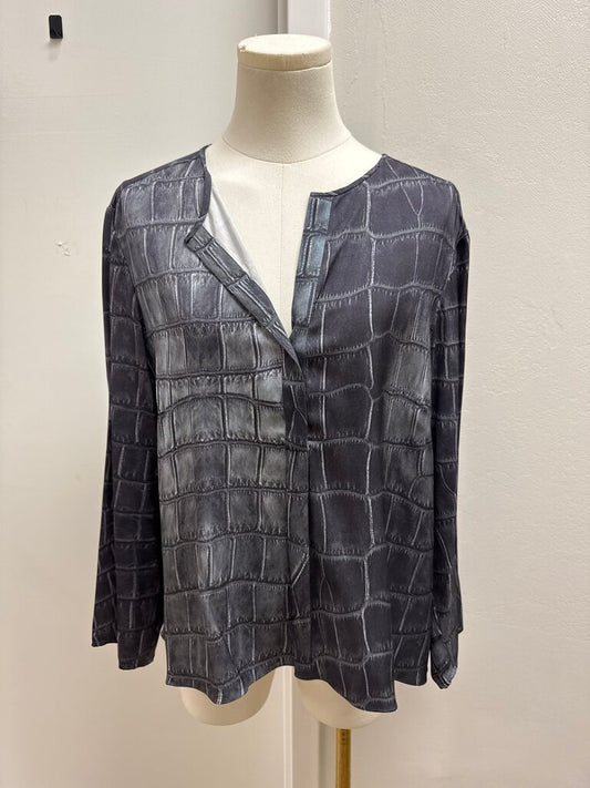 Lafayette 148 Grey Silk Blouse