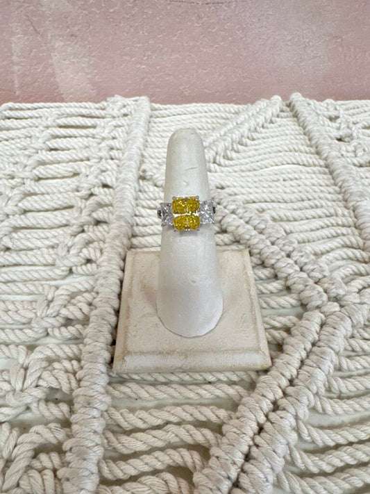 14k Yellow CZ Princess Cocktail Ring