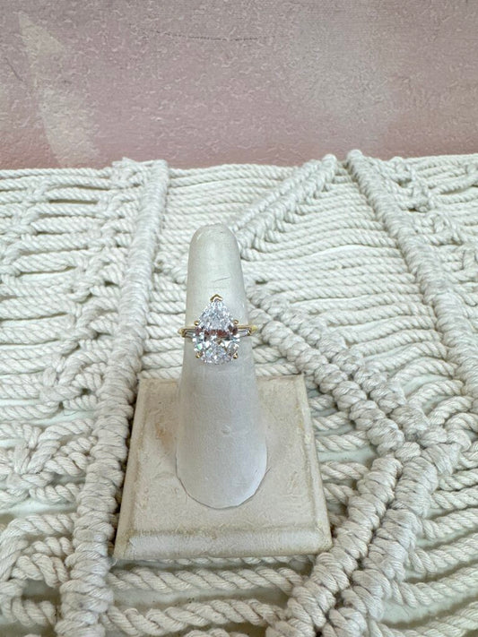 14k CZ Pear Cocktail Ring