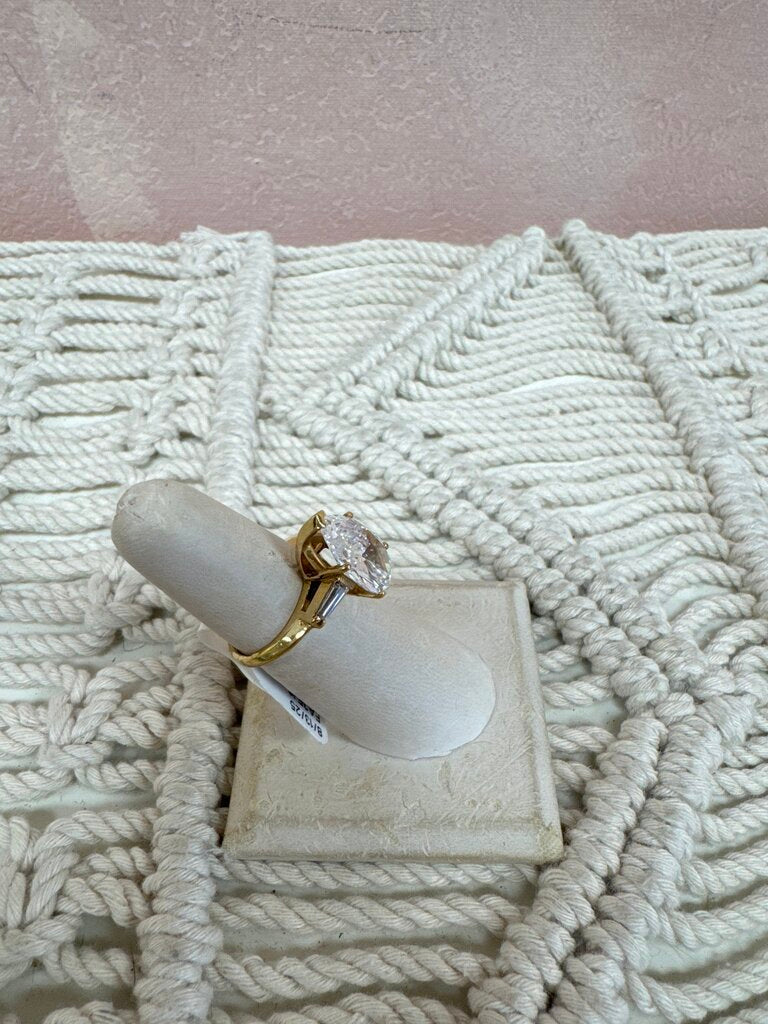 14k CZ Pear Cocktail Ring