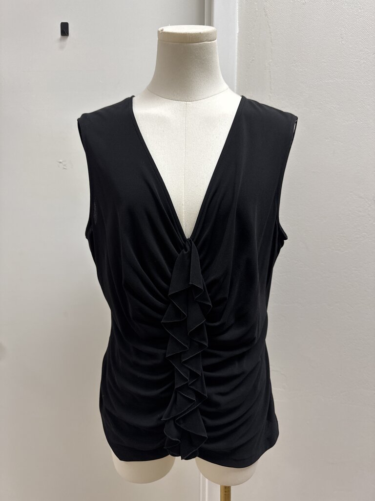 Lafayette 148 Black Ruffle Shell NWT