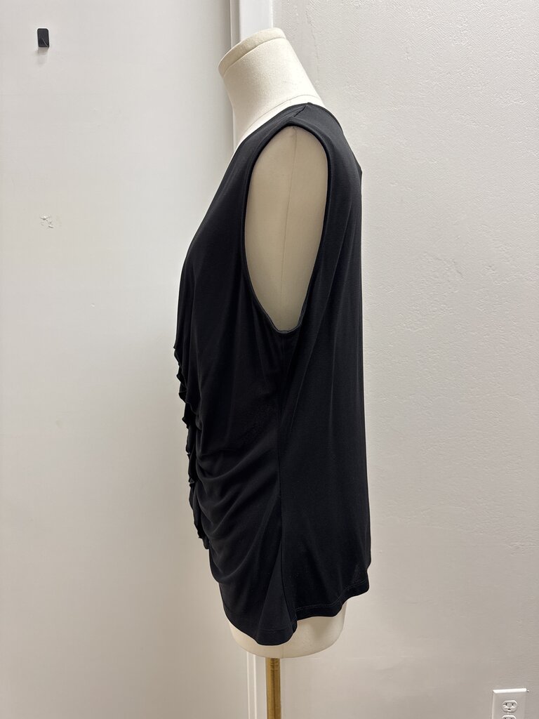 Lafayette 148 Black Ruffle Shell NWT