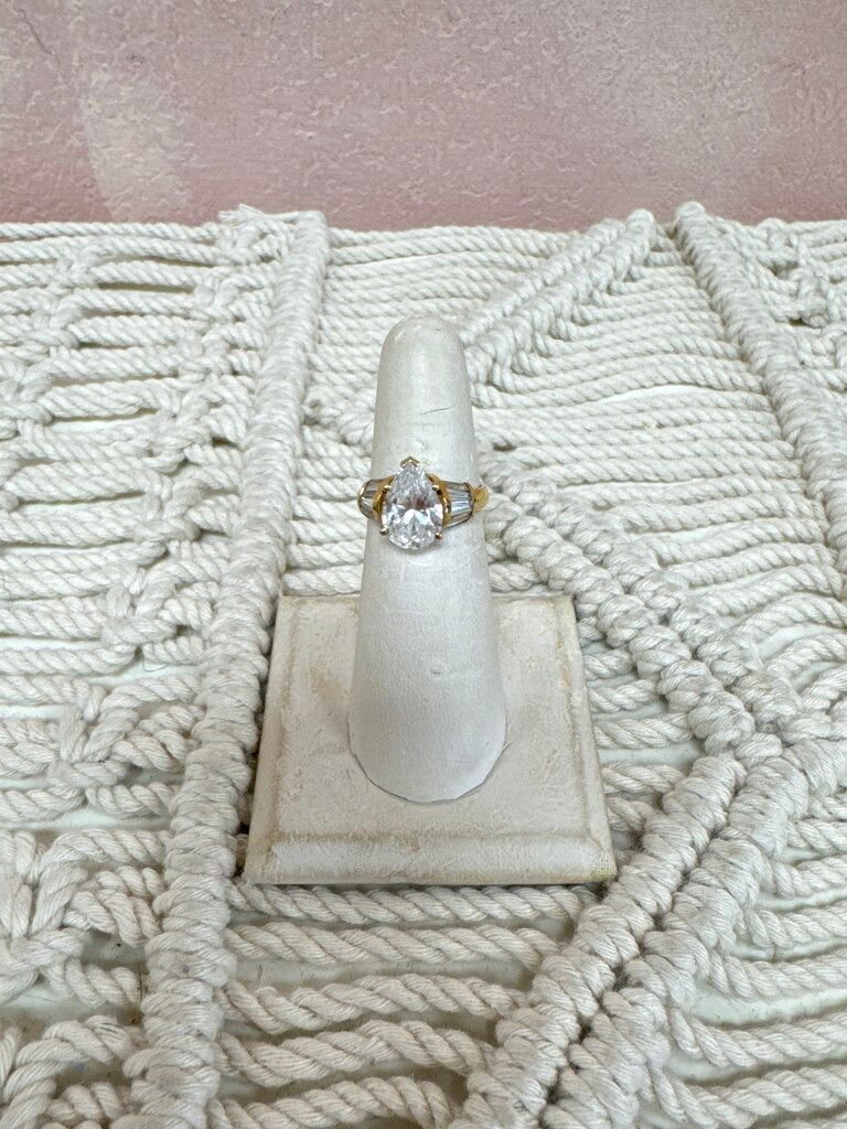 14k CZ Pear Shape Ring