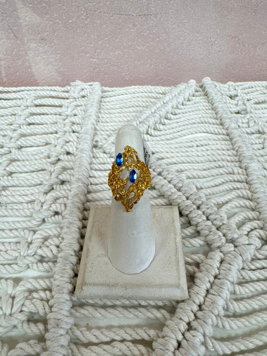 14k and Blue Stone Nugget Ring