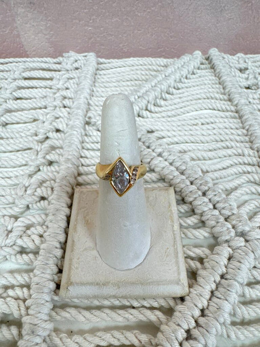 14k CZ Modern Cut Ring