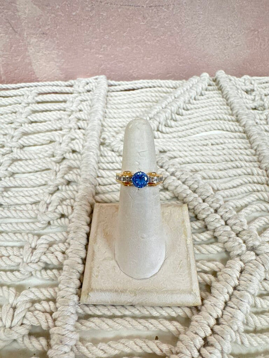 14k CZ and Blue Stone Ring