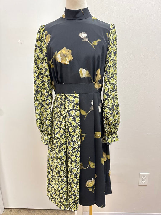 Stogova Green Printed Mock Neck Dress