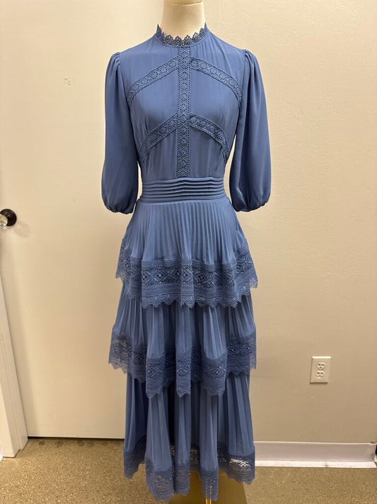 Ellie Makir Periwinkle Pleated Maxi Dress