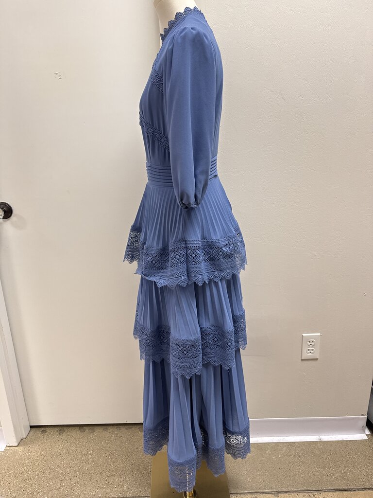 Ellie Makir Periwinkle Pleated Maxi Dress