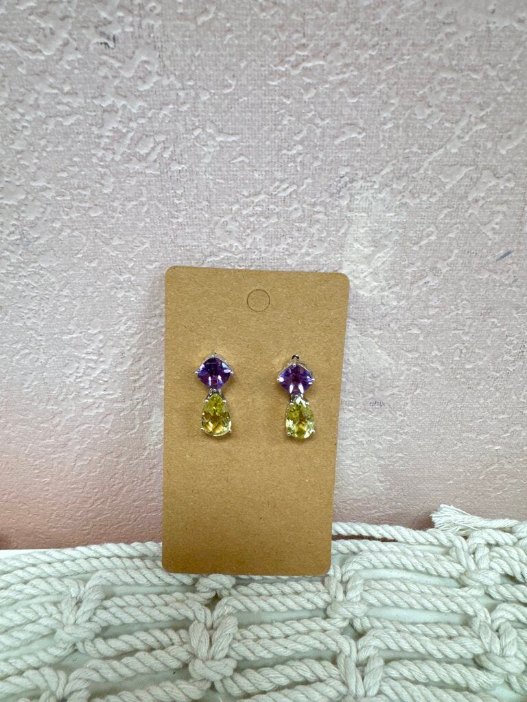 Amethyst and Citrine Silver Drop Earring