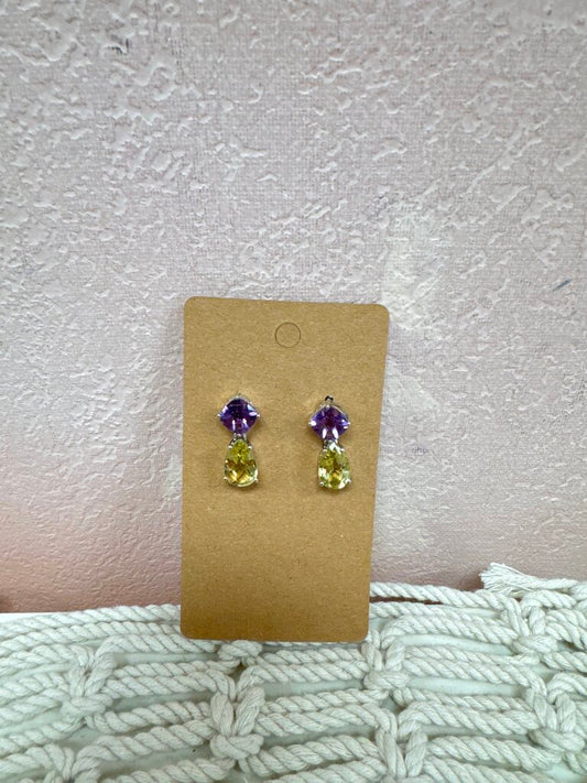 Amethyst and Citrine Silver Drop Earring