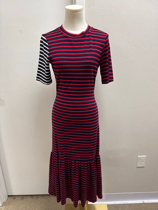 Cynthia Rowley Blue and Red Striped Maxi Dress NWT
