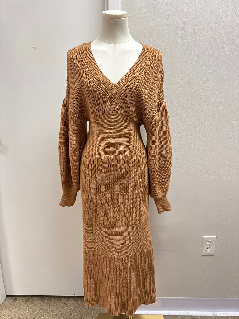Staud Camel Knit Sweater Dress NWT