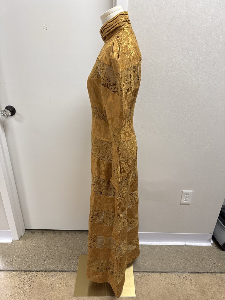 Alemais Camel Lace and Brocade Maxi Dress