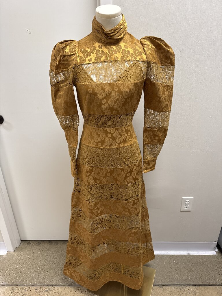 Alemais Camel Lace and Brocade Maxi Dress