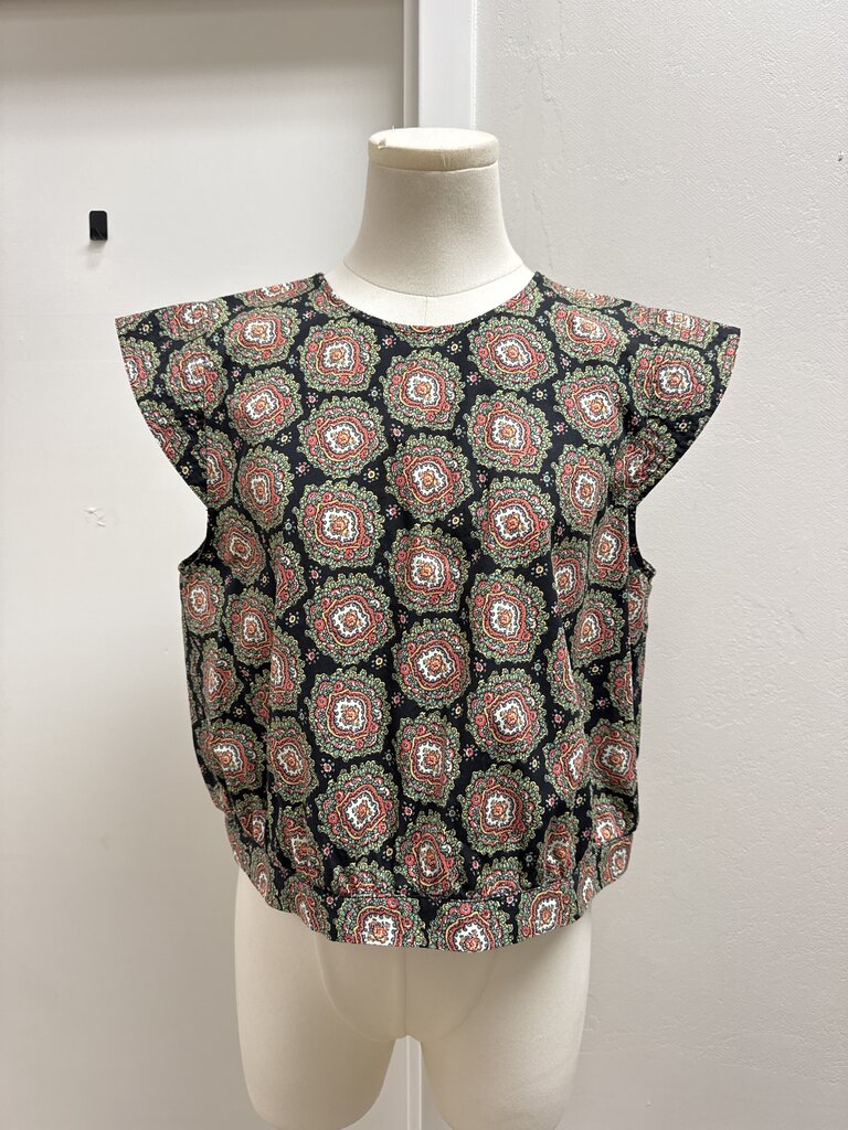 The Great Black Printed Cropped Top
