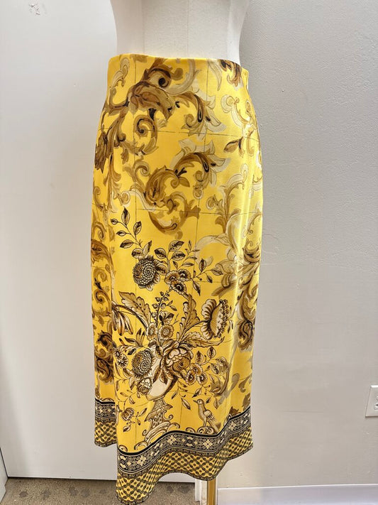 Alice + Olivia Yellow Floral Midi Skirt