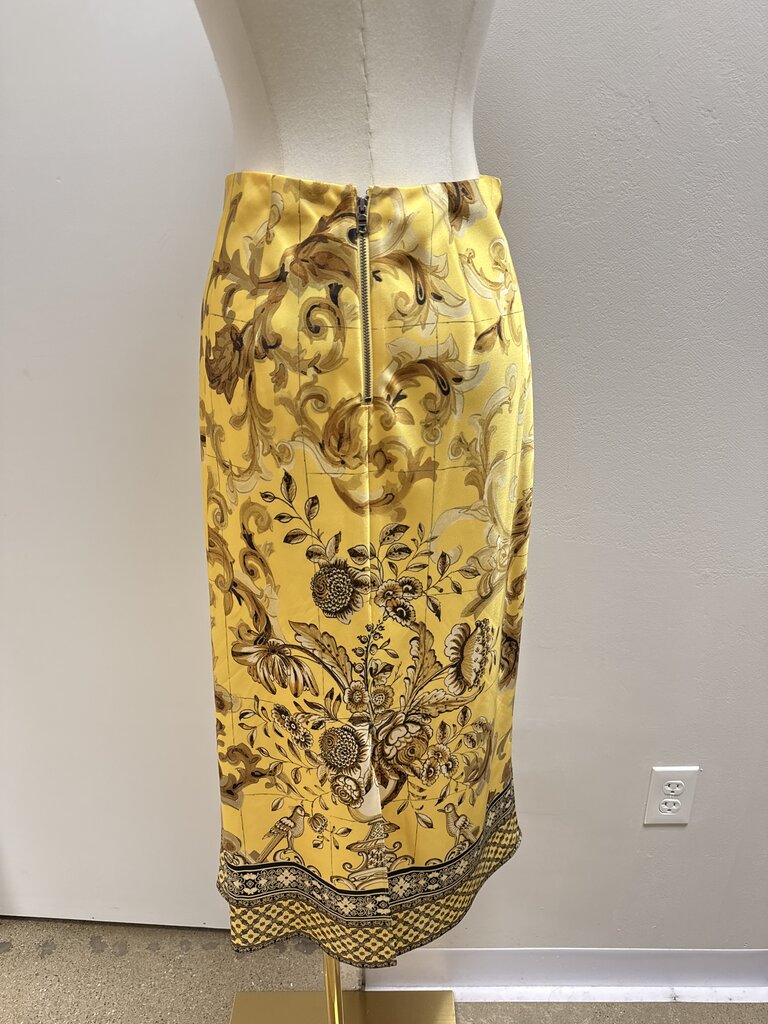 Alice + Olivia Yellow Floral Midi Skirt