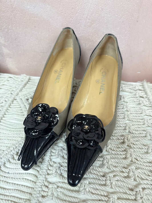 Chanel Taupe Vintage Camelia Pump (As Is)