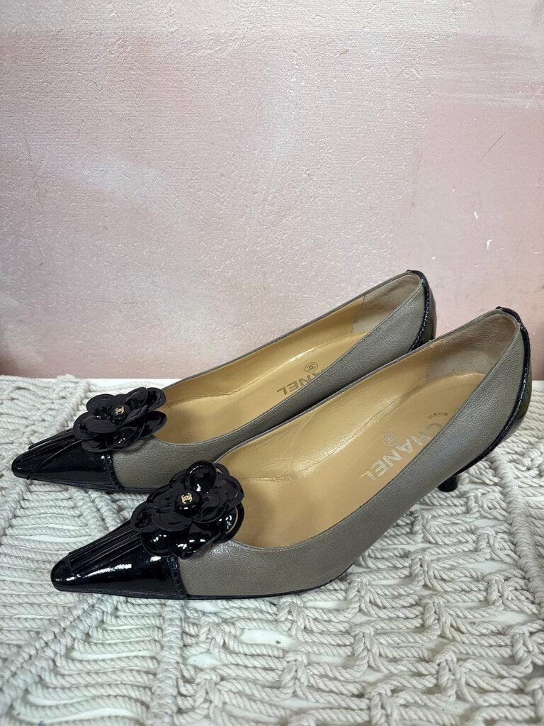Chanel Taupe Vintage Camelia Pump (As Is)