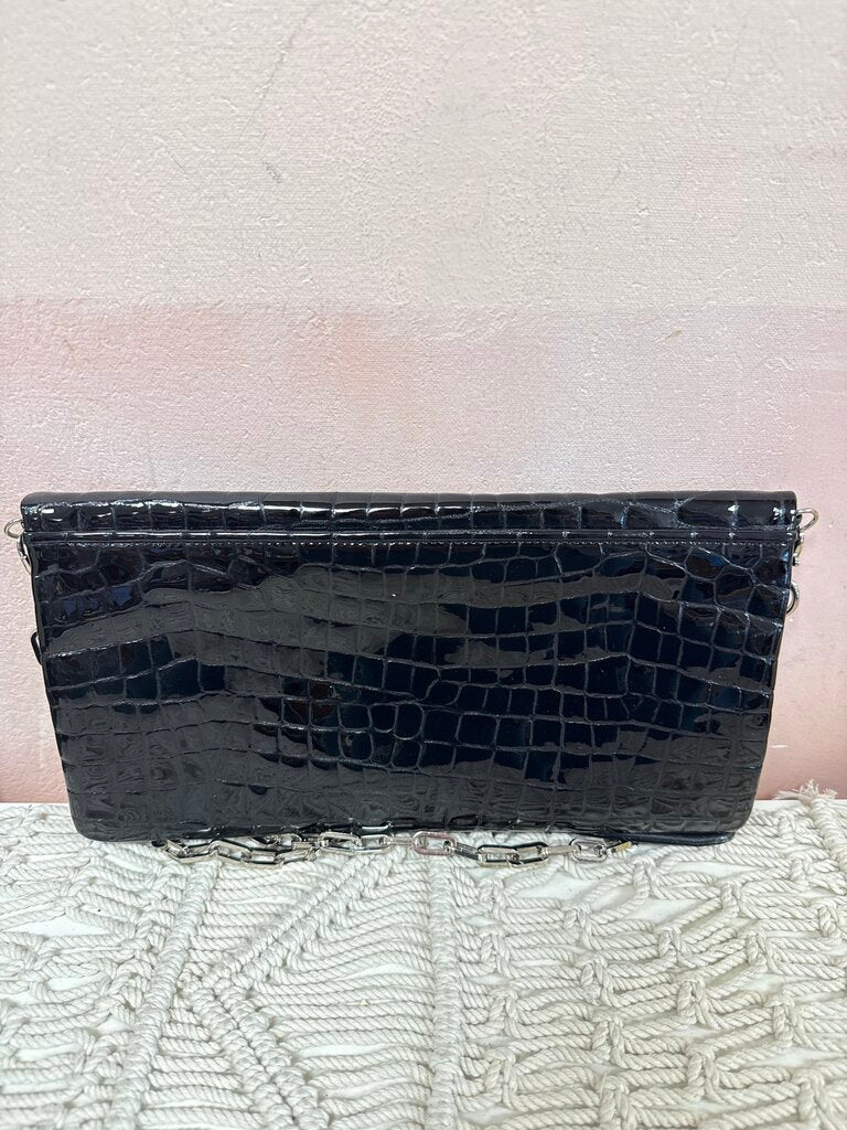 Tory Burch Black Embossed Patent Shoulder Bag
