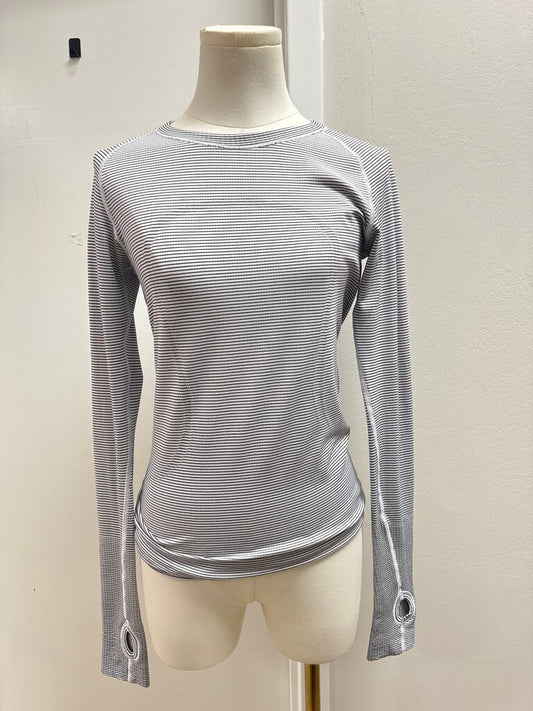 Lululemon White and Striped Tee