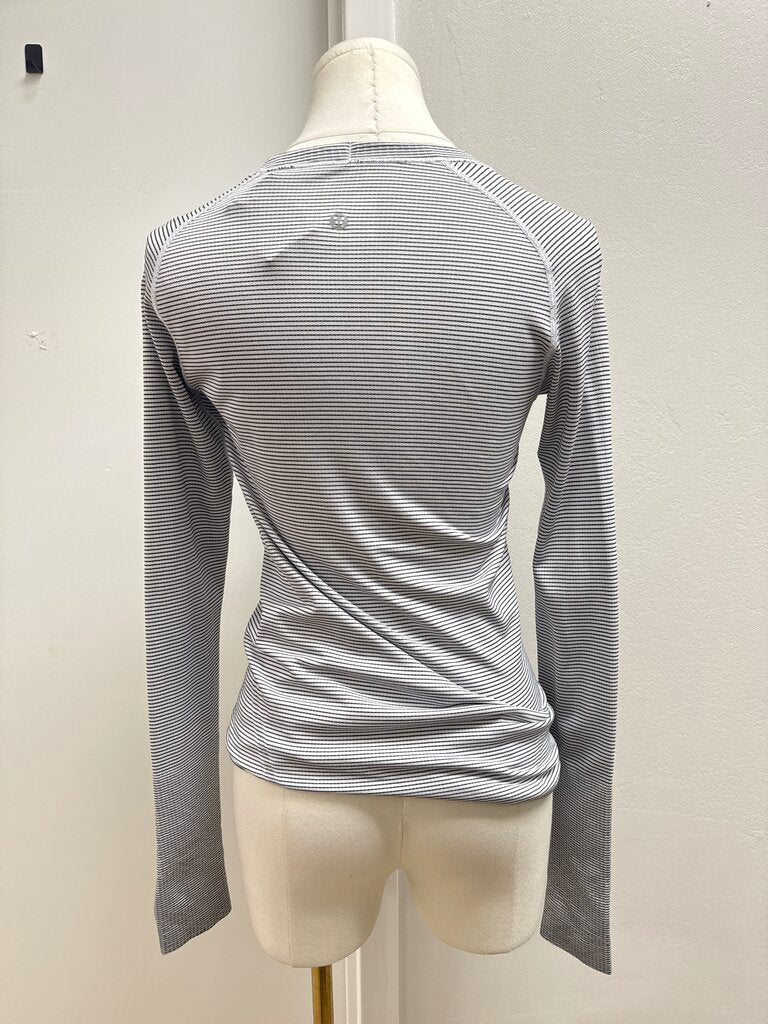 Lululemon White and Striped Tee