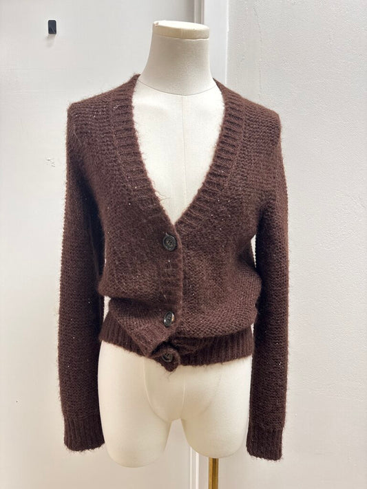 Marella Brown Sequin Cardigan