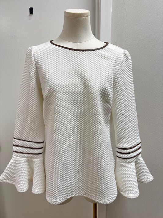 Sail in Sable White Bell Sleeve Top