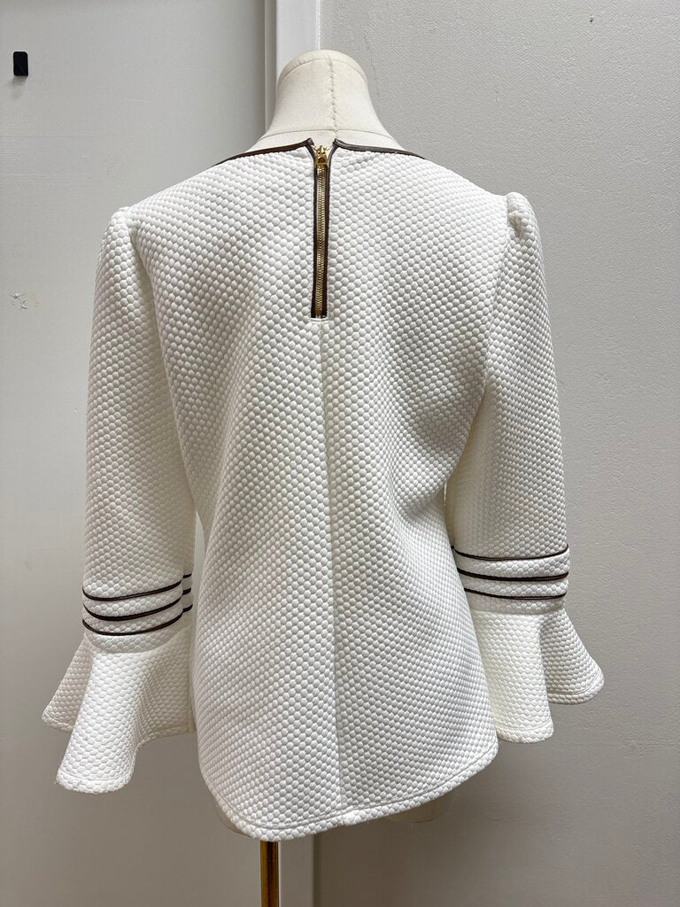 Sail in Sable White Bell Sleeve Top