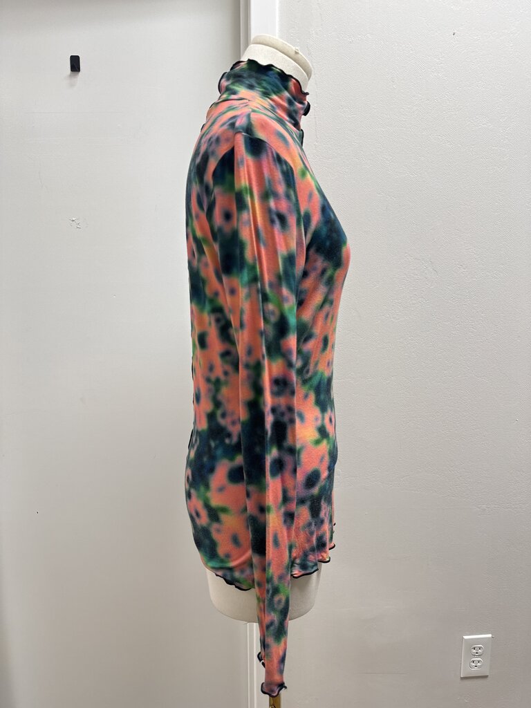 Proenza Schouler Pink Tie Dy Mock Neck Top