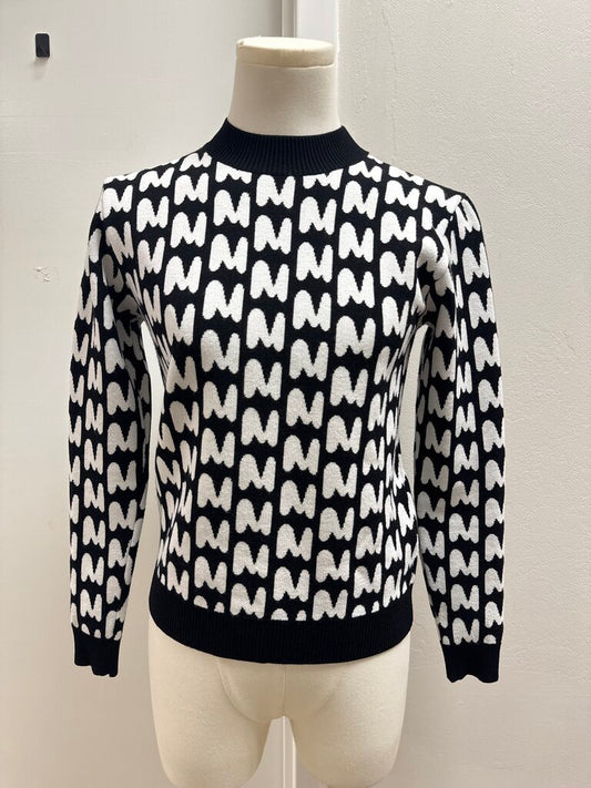 MSGM Black and White Logo Sweater