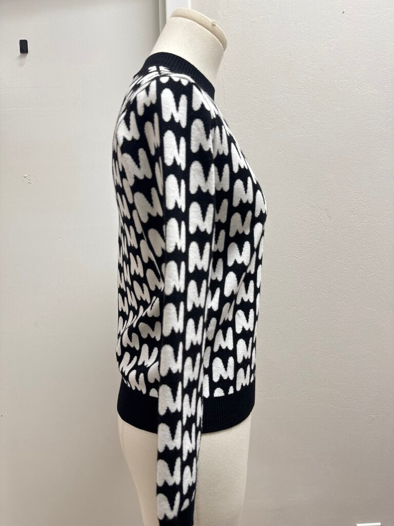 MSGM Black and White Logo Sweater