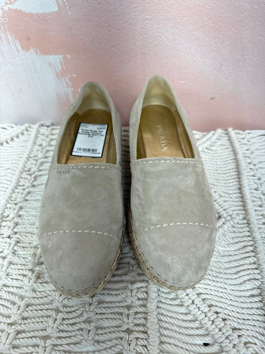 Prada Tan Suede Platform Espadrille NWT