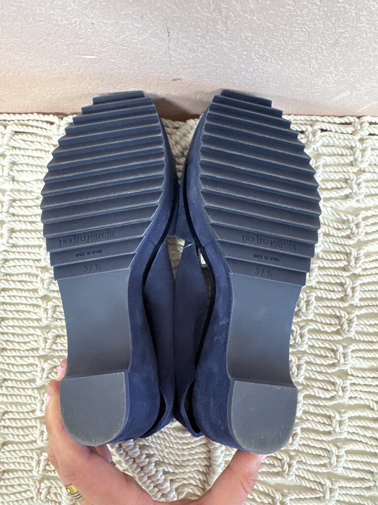 Pedro Garcia Blue Suede Wedge Sandal