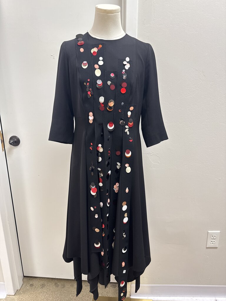 Stogova Black Pleated Embellishedi Dress