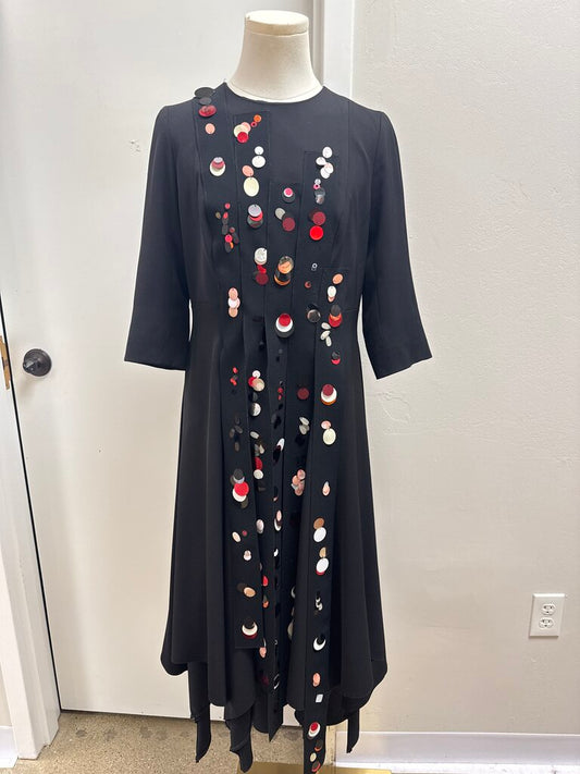 Stogova Black Pleated Embellishedi Dress